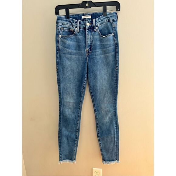Good American High Rise Jeans 940 Size 4/27 Blue Good Classic Raw Hem - Picture 2 of 8